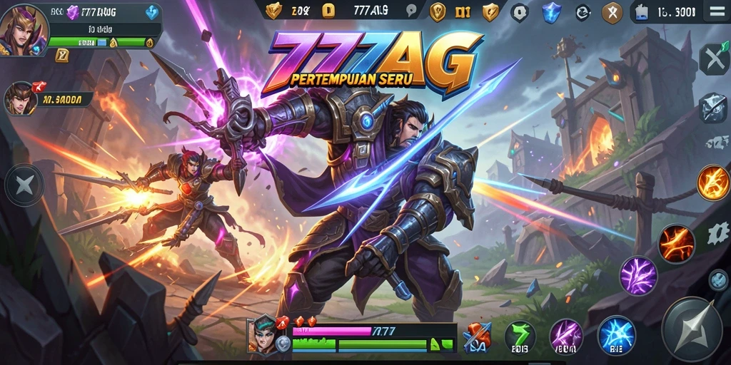 Screenshot gameplay 777AG menampilkan pertempuran seru di arena MOBA.