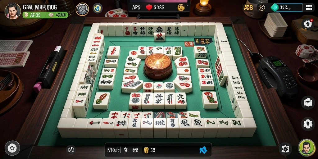 Gameplay API33 yang menampilkan strategi mencocokkan ubin Mahjong.