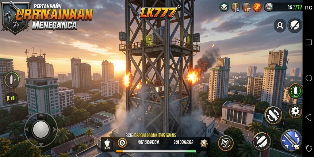 Screenshot menampilkan aksi seru Tower Defense dalam LK777.
